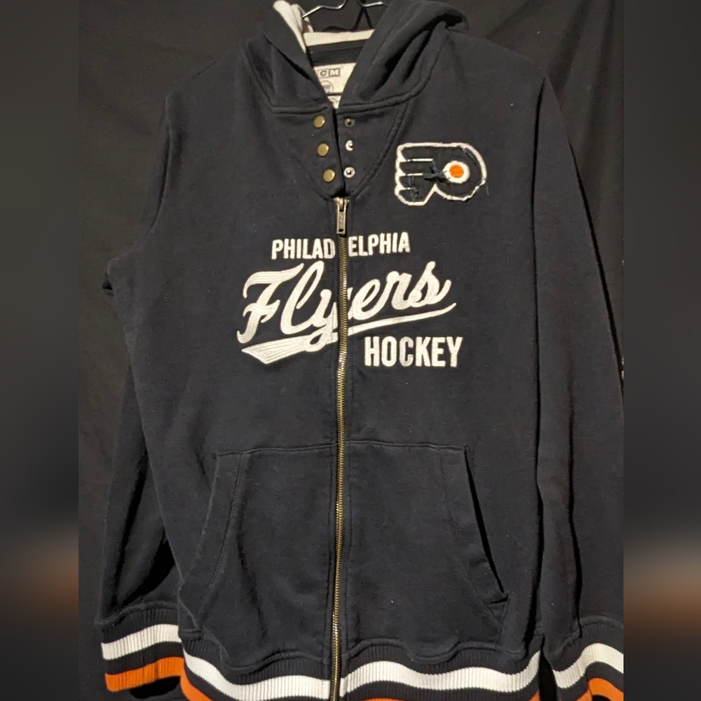 Philadelphia Flyers CCM Zip Up Sweatshirt Hoodie Womens Sz XL Hockey Stitched T2